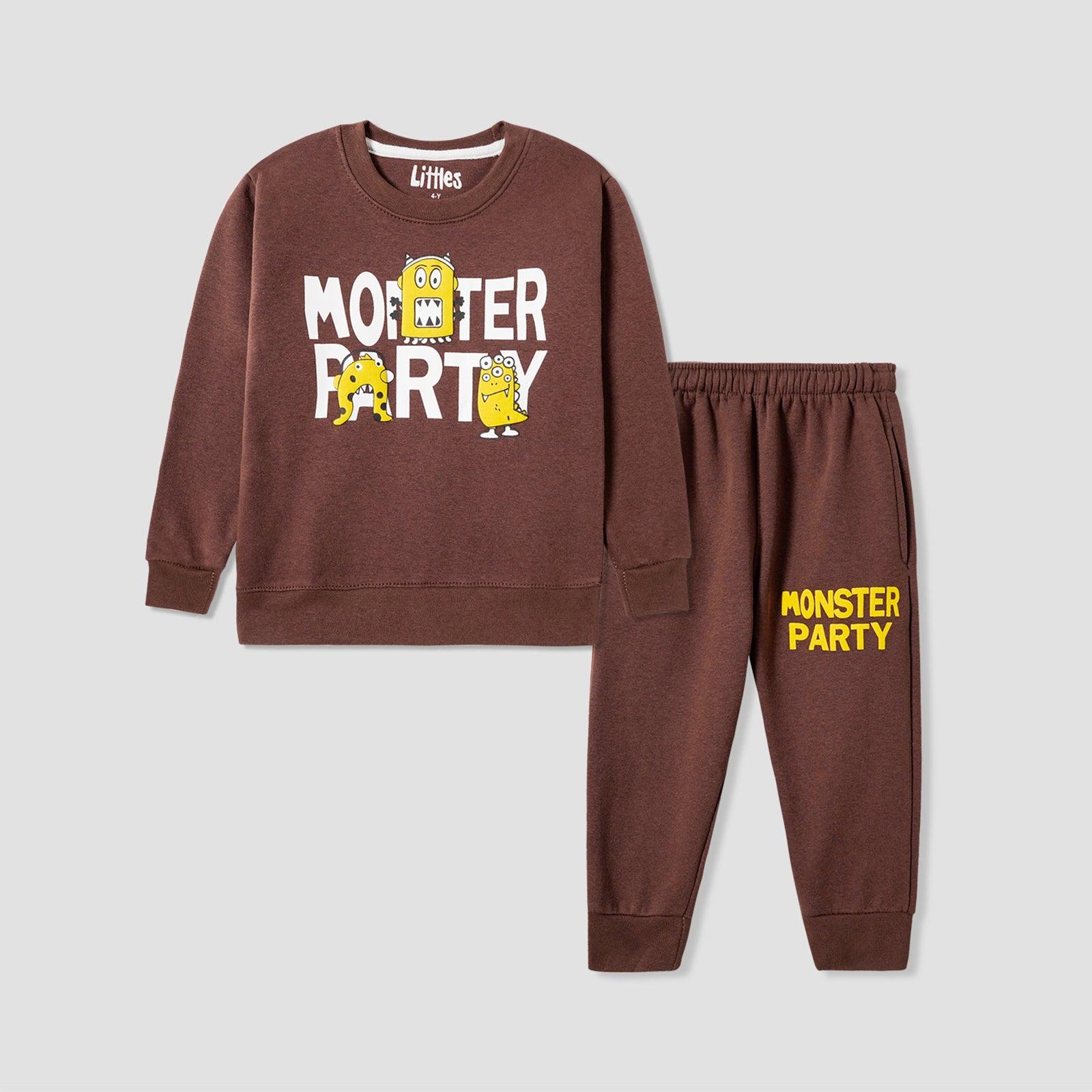 Monster Party Printed Fleece Black Suit