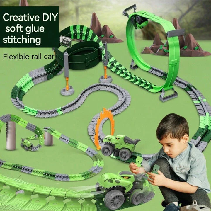 138 Pcs Dinosaur Race With Interchangeable Different Car Shell