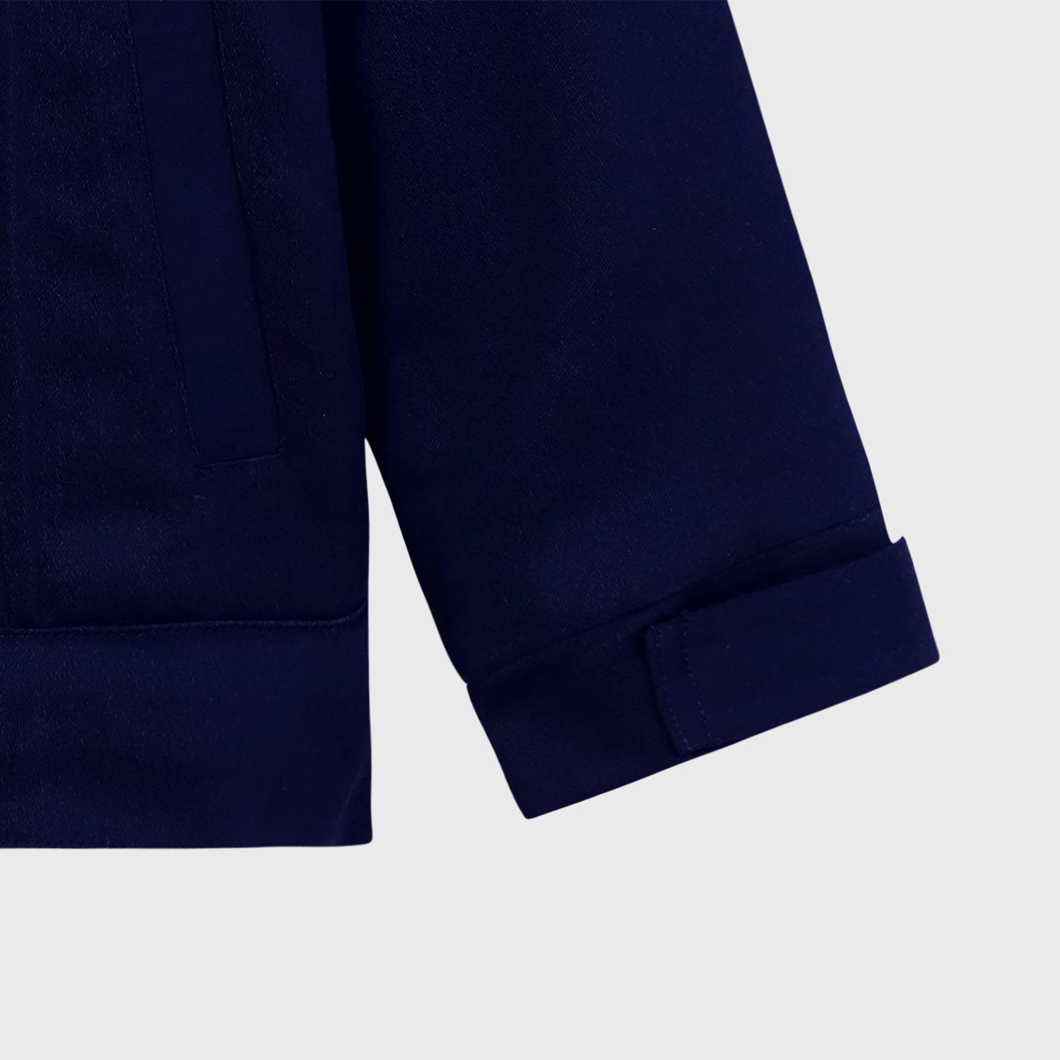 Navy Cotton Twill With Fur Jacket