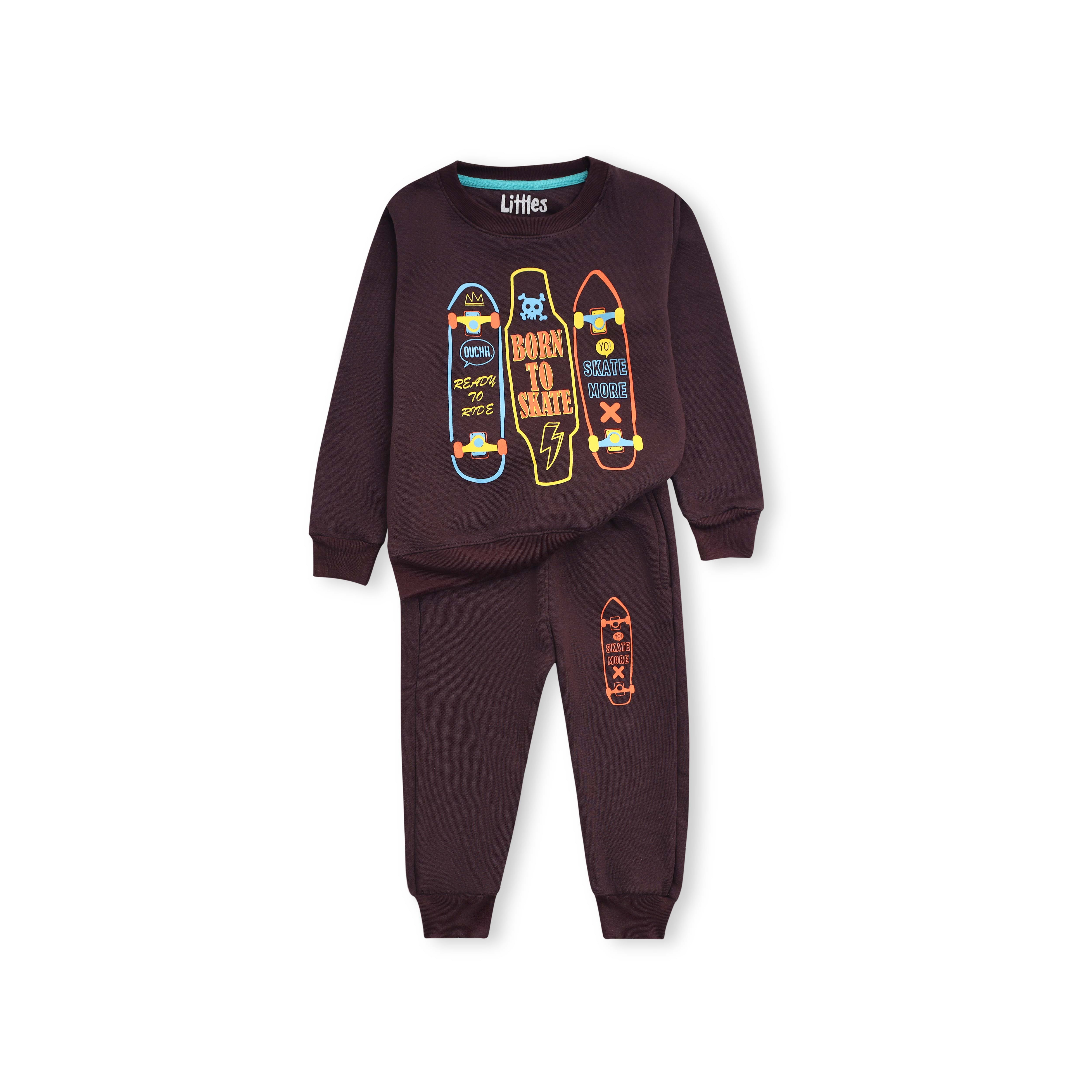 Born To Skate  Printed Fleece Black Suit