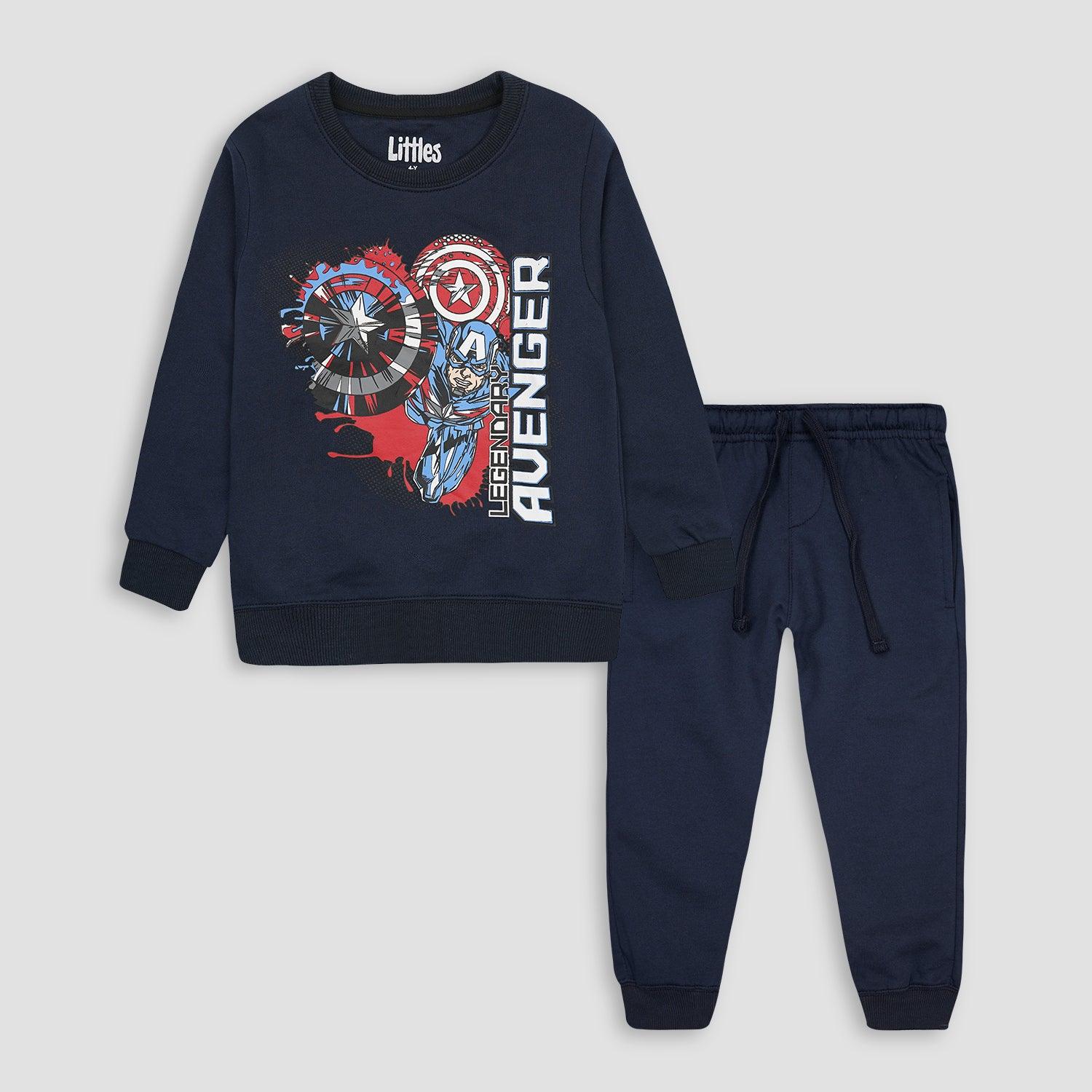 Captain America Printed Fleece Navy Suit