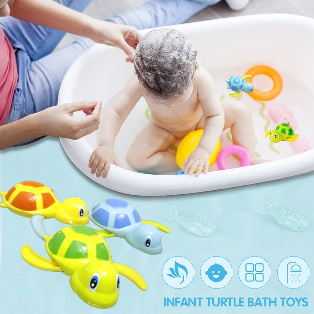 2pcs Newborn Cute Turtle Bath Toys