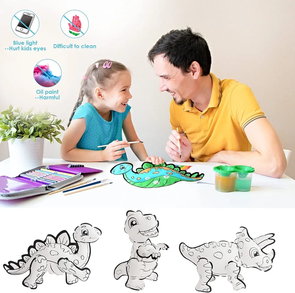 3D DIY Washable Inflatable Painting Dinosaur with Color