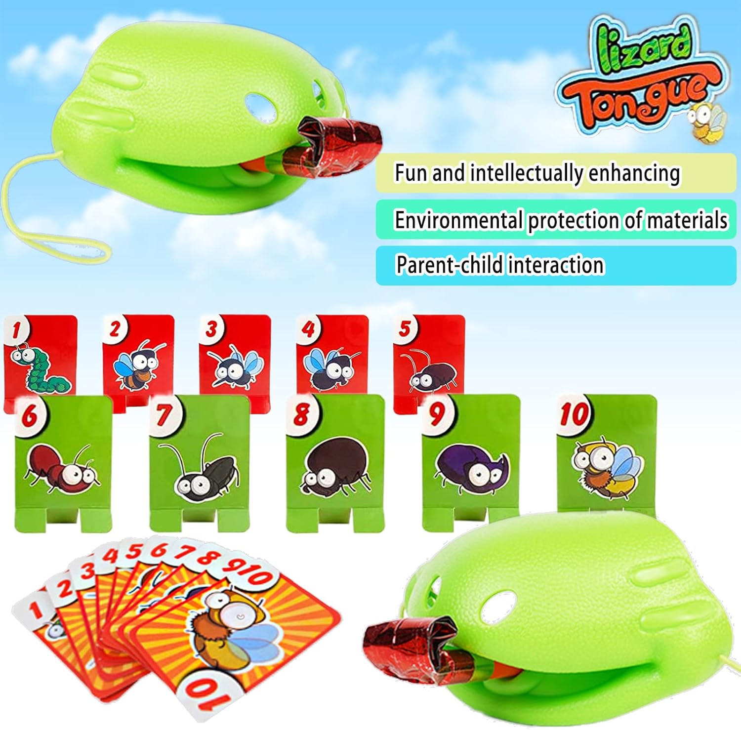 Lizard Mask Wagging Tongue Lick Card Game