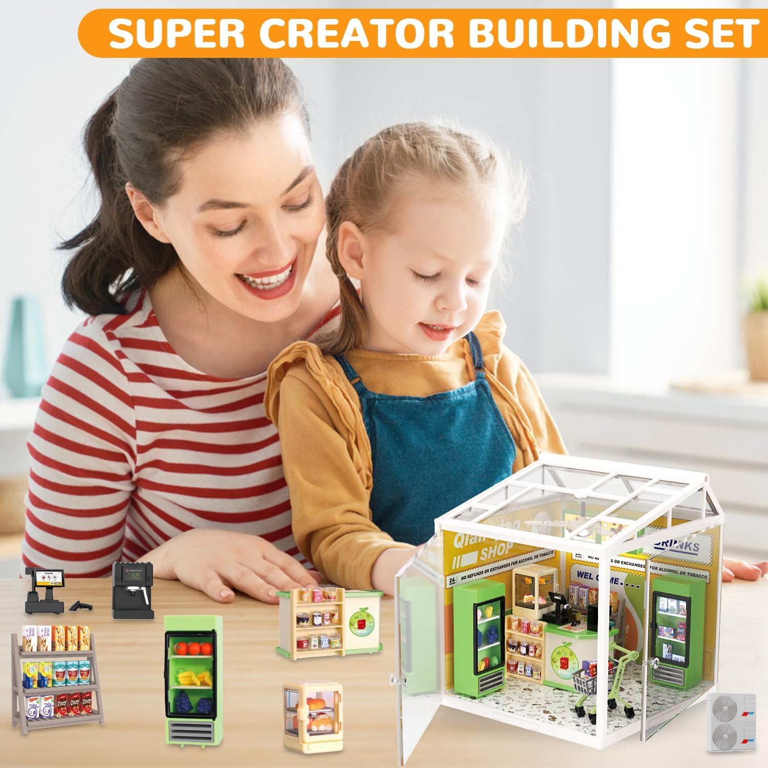 124 Pcs DIY Miniature Shopping Mart Block Set