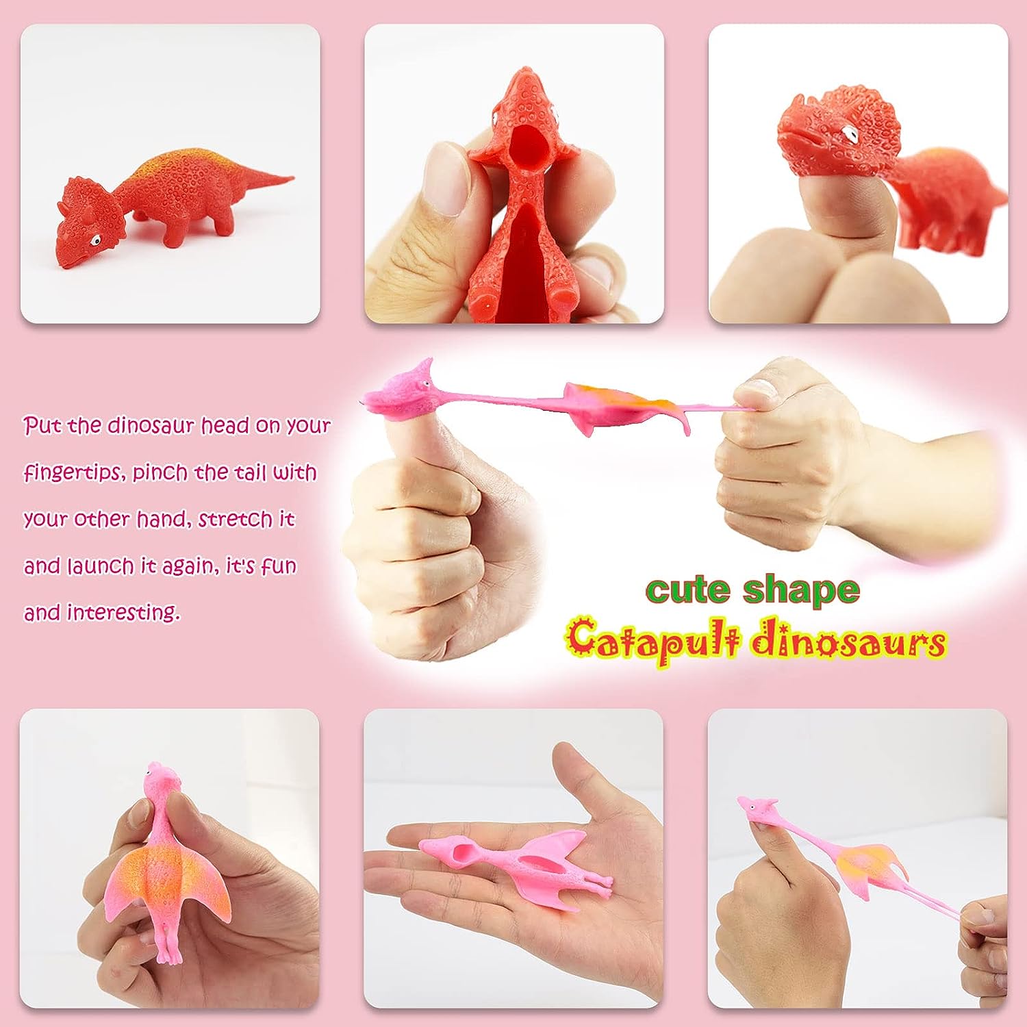 Rubber Dinosaur Slingshot - 3 Pcs