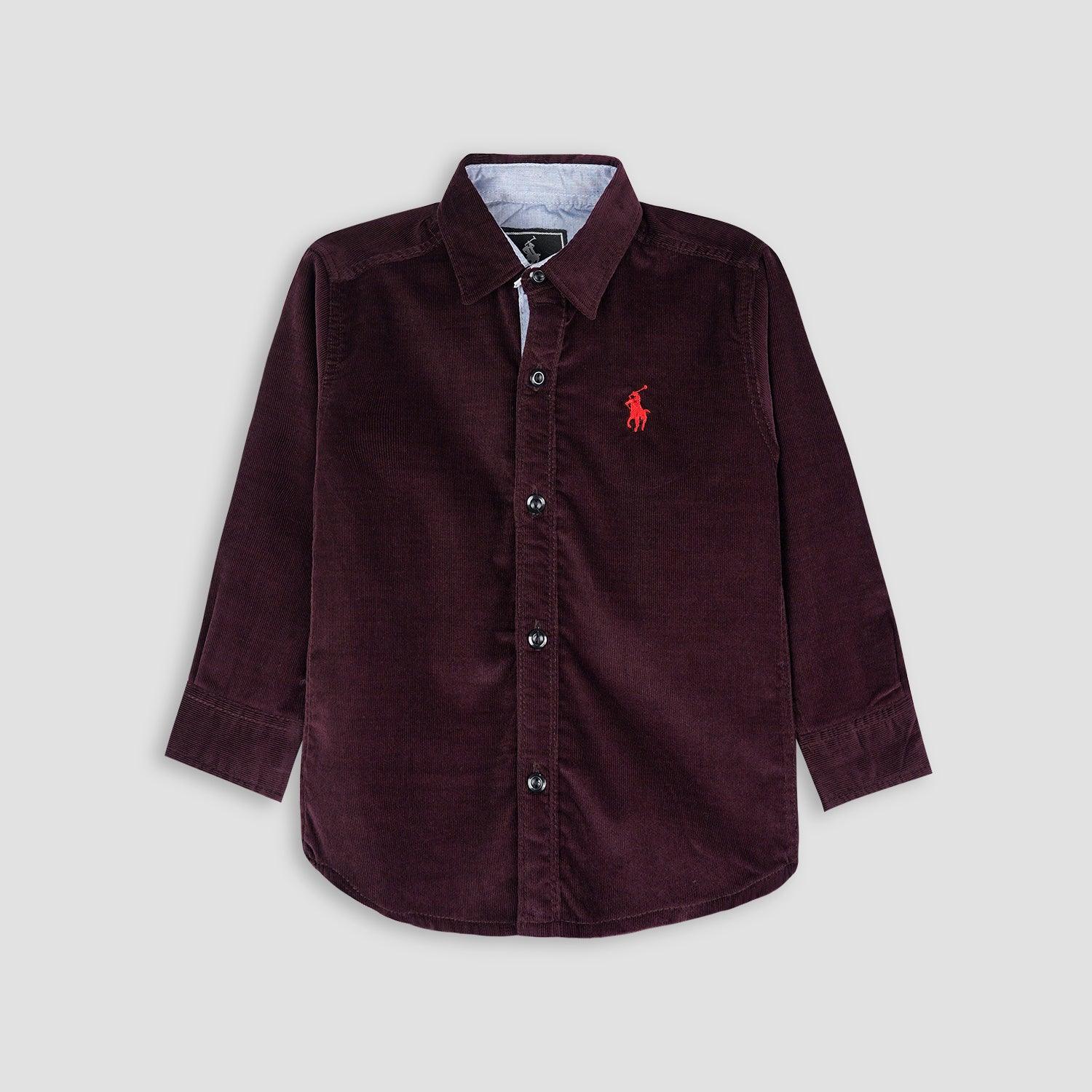 Boy's Plain Maroon Shirt For Winter