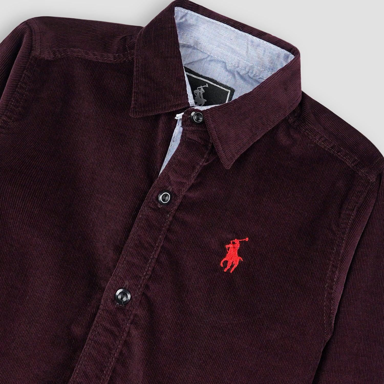 Boy's Plain Maroon Shirt For Winter