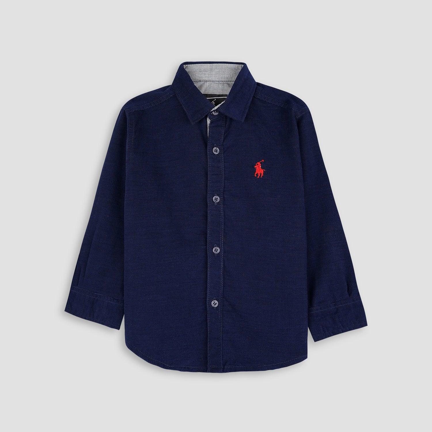 Boy's Plain Navy  Blue Shirt For Winter