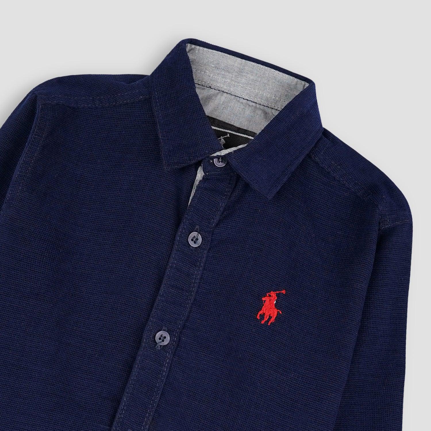 Boy's Plain Navy  Blue Shirt For Winter