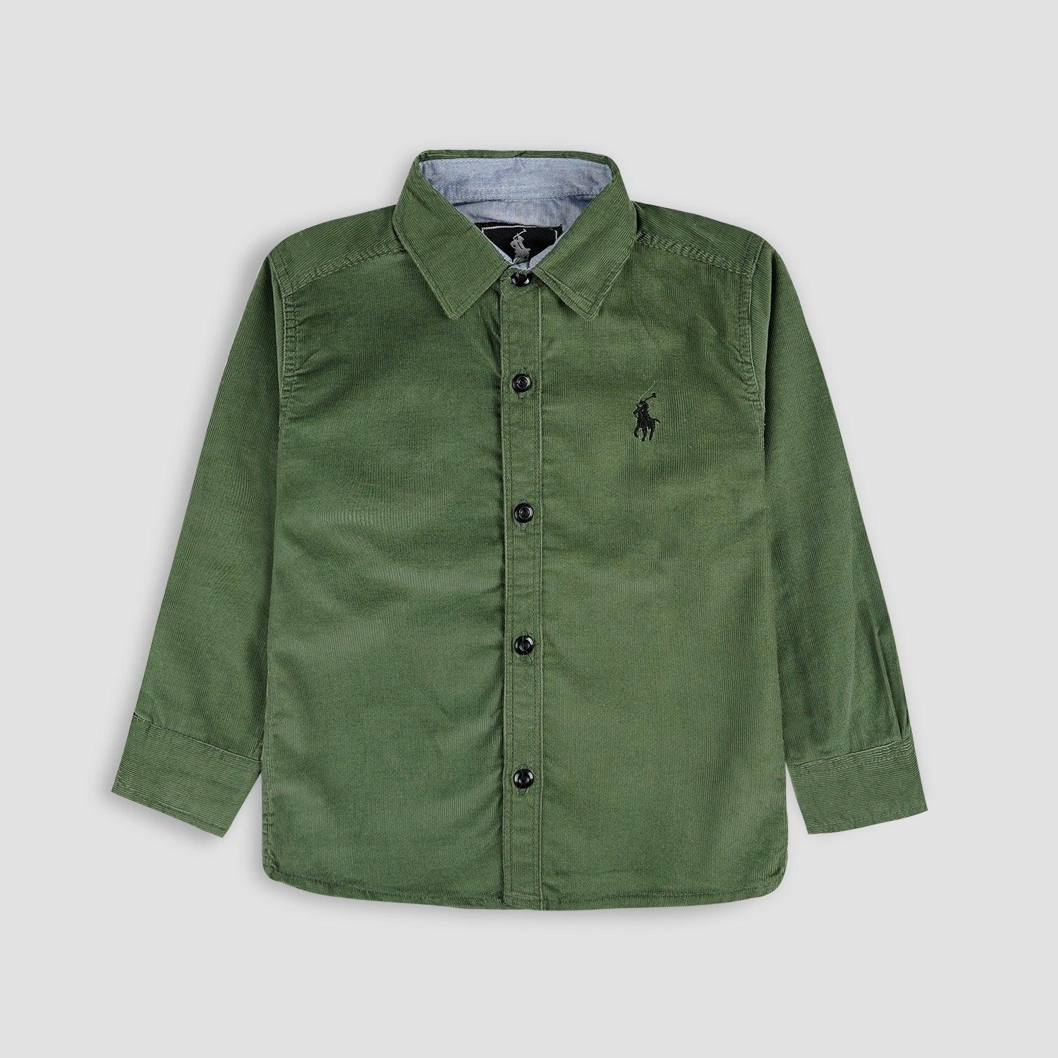 Boy's Plain Olive Shirt For Winter