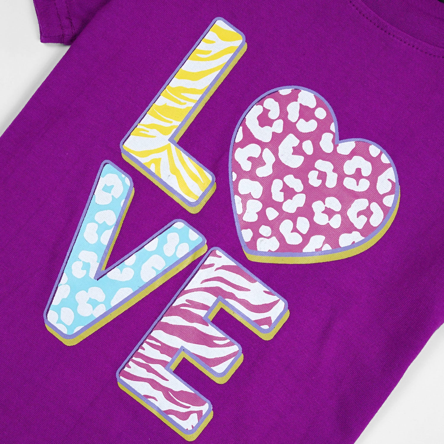 Love Printed Tee For Girls