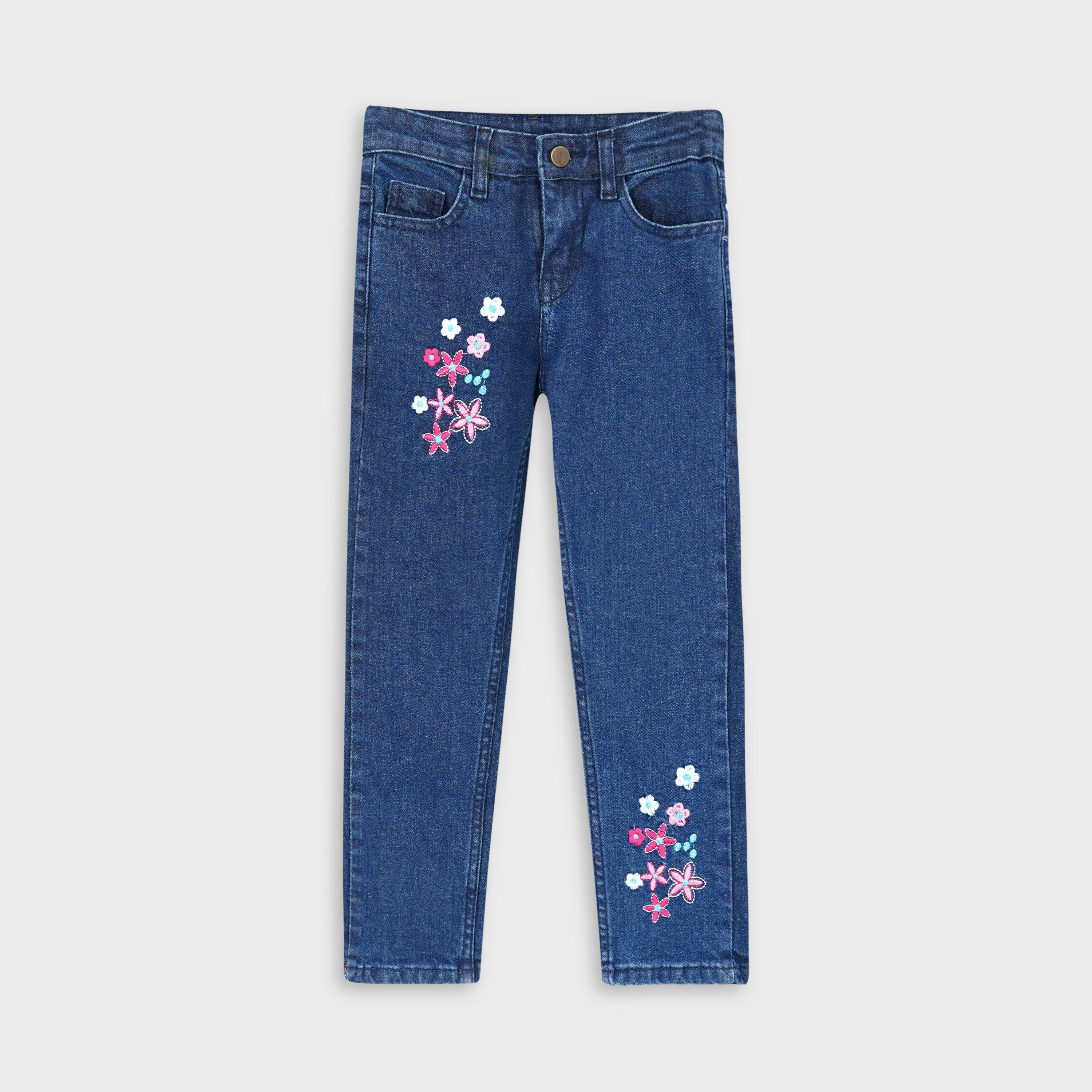 Pink Florals Denim Jeans