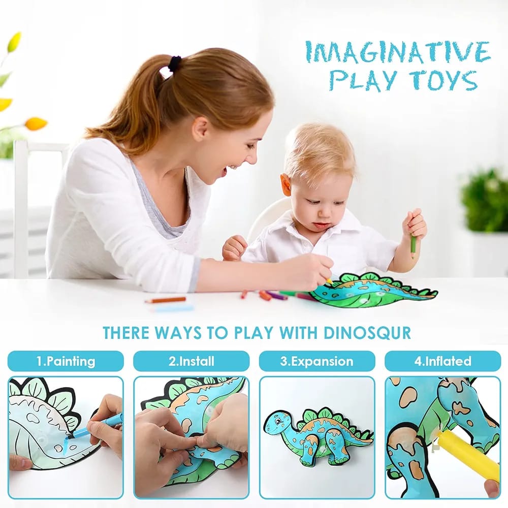 3D DIY Washable Inflatable Painting Dinosaur with Color