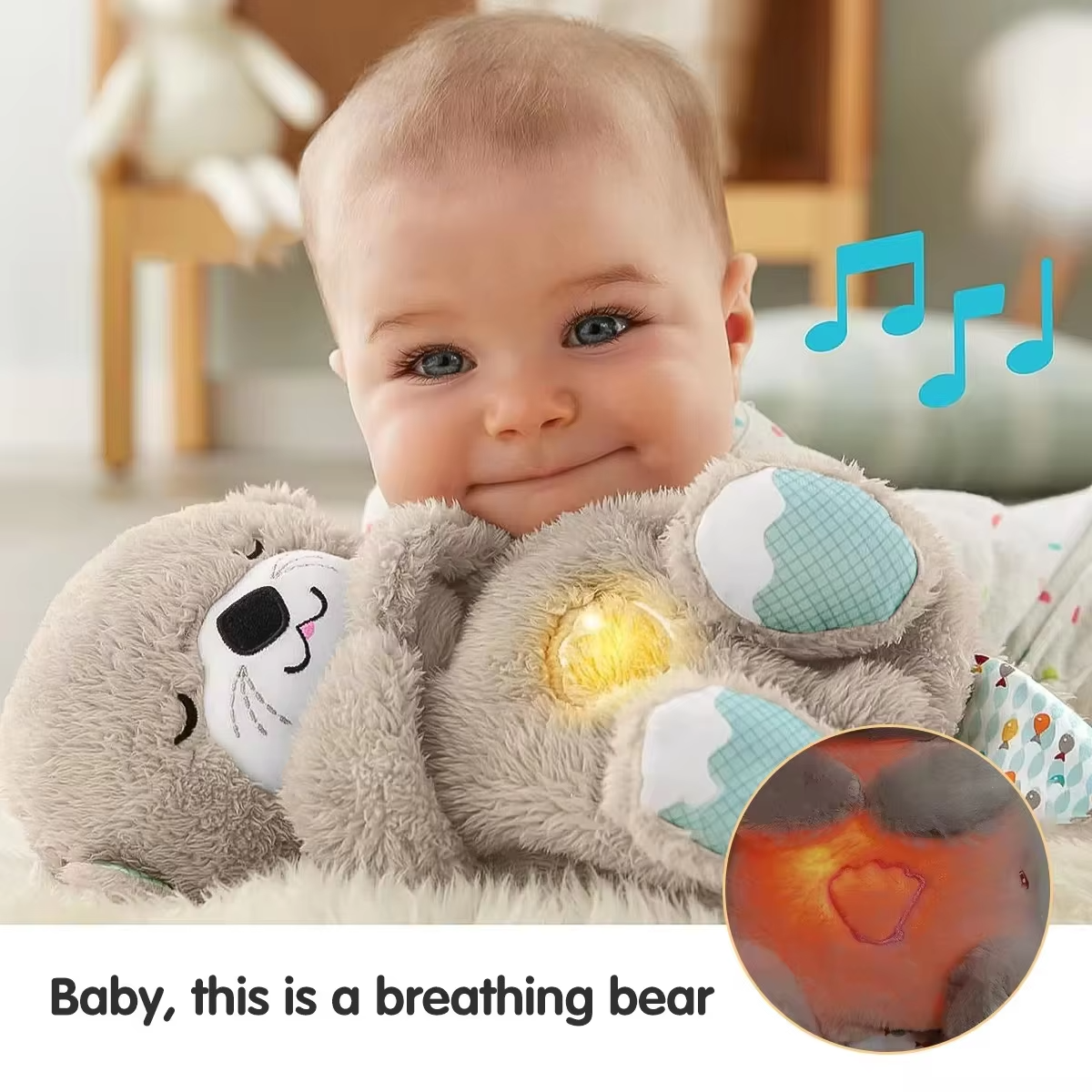 Breathing Bear Soothing Plush Toy With And Sound