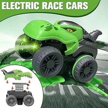 138 Pcs Dinosaur Race With Interchangeable Different Car Shell