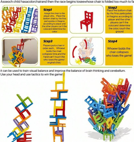 36 Pieces Acrobatic Colorfull Stacking Chair Block