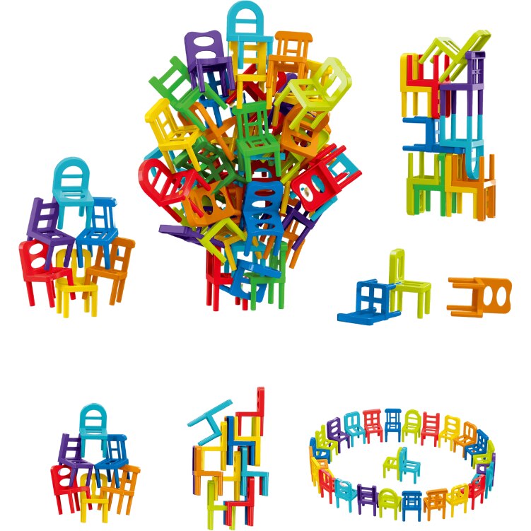 36 Pieces Acrobatic Colorfull Stacking Chair Block